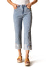 Habitat Clothes Stretch Denim Embroidered Cuff Capri, Spring Summer Women's Pants. Light Denim