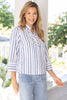 Habitat Clothes Hamptons Stripe Half Placket Pullover, Spring Summer Women's Shirts Woven. Sky