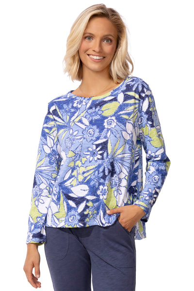 Escape Figi Floral Boxy Tee, Spring Summer Women's Shirts Knit. Resort
