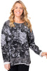 Escape Marbled Washed Cotton Fleece Top, Fall Winter Women's Shirts Knit