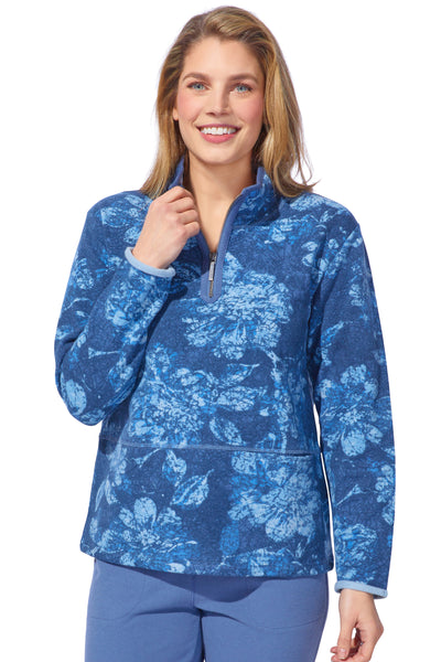 Crinkle Floral Fleece Quarter Zip