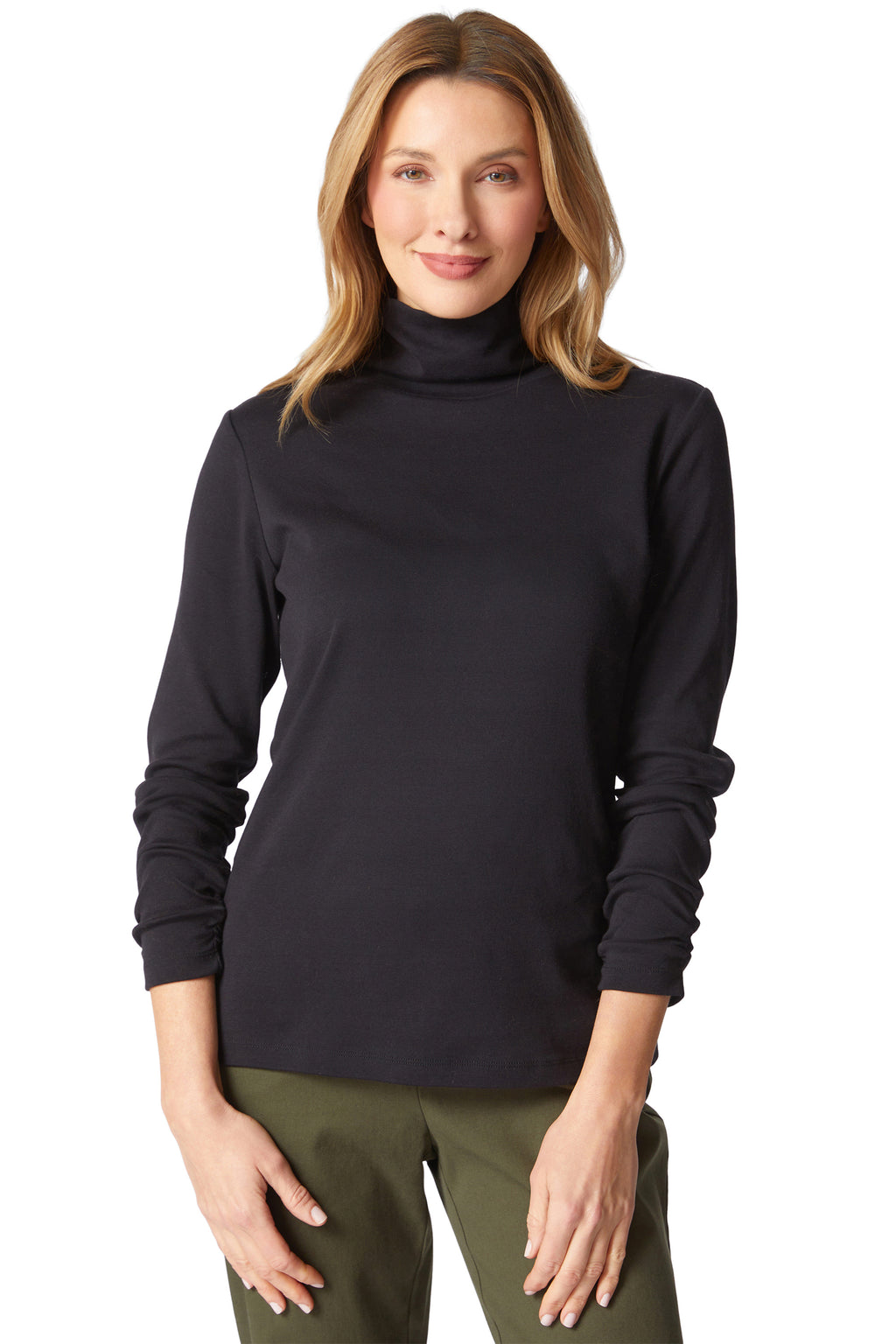 Cozy Rib Ruched T-Neck