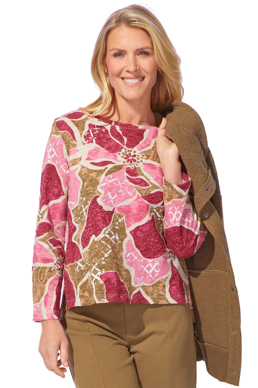 Floral Stepped Hem Boxy Tee