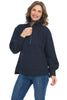 Tribal Quilted Quarter Zip Pullover, Fall Winter Women's Shirts Knit