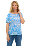 Ruffle Sleeve Floral Linen Top