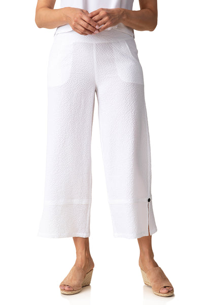 Crinkled Crepe Relaxed Split Crop Pant