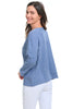 Habitat Clothes Pasadena Stripe Pacific Seamed Top, Spring Summer Women's Shirts Knit. Marine