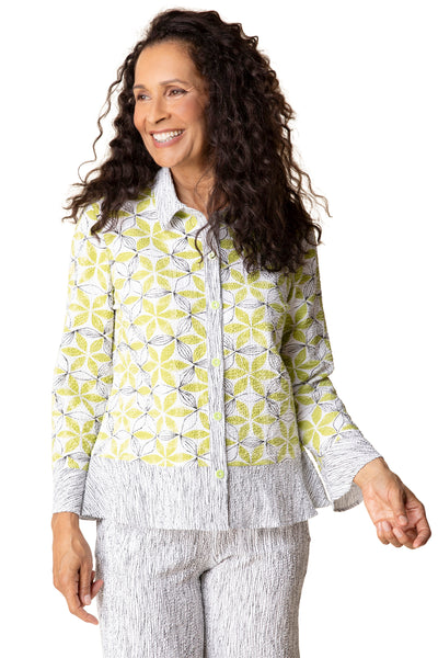 Crinkled Crepe Amalfi Floral Flounce Blouse