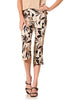 Printed Stretch Twill Button Hem Capri