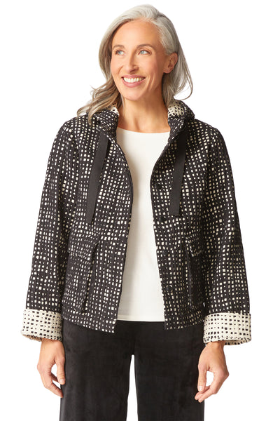 Habitat Clothes Autumn Check Cargo Hoodie Jacket, Fall Winter Women's Outerwear. Black Multi.