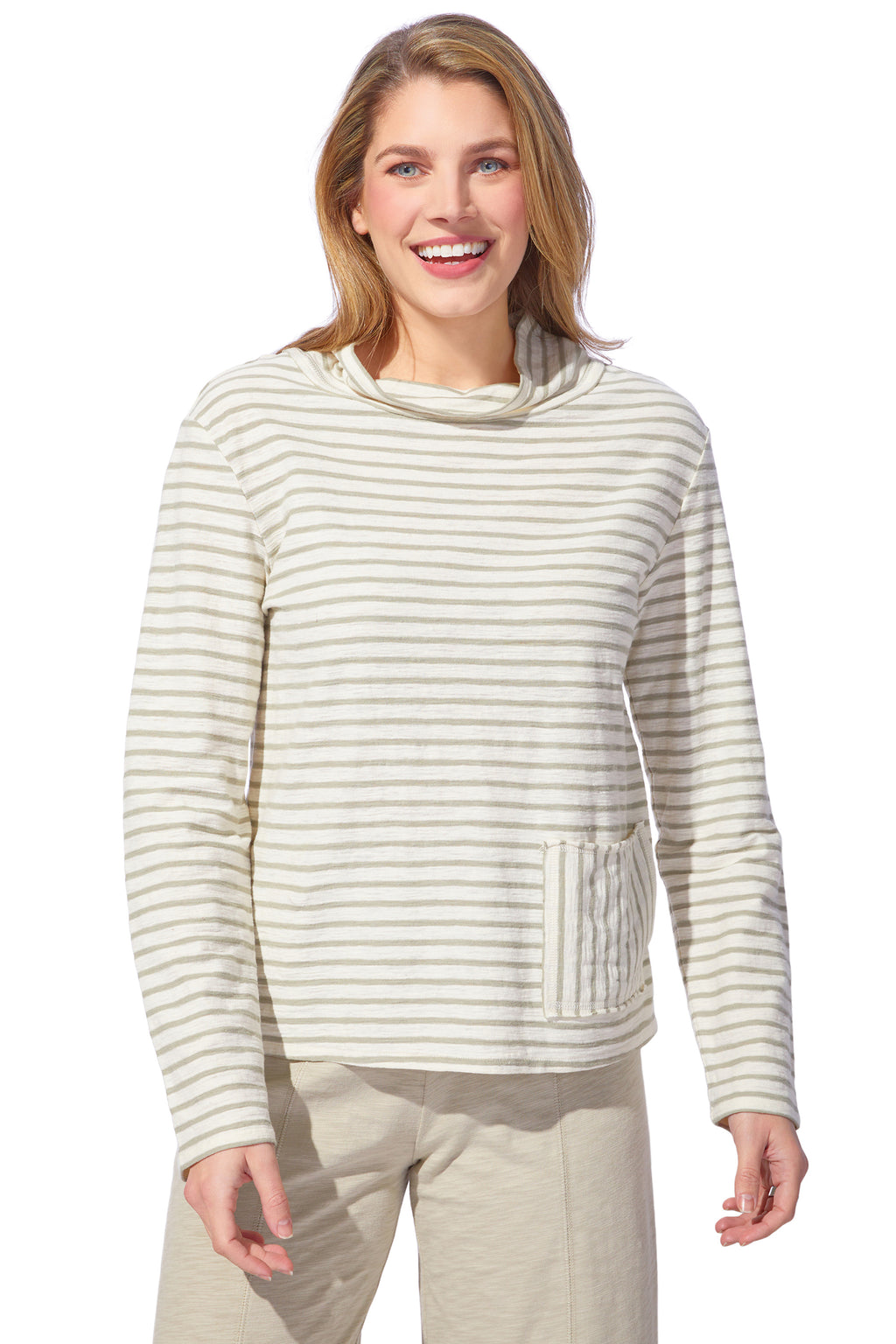 Santa Barbara Stripe Funnel Neck