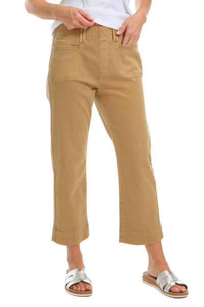 Tribal Stretch Twill Deep Hem Capri, Spring Summer Women's Pants. Sesame