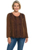 Parsley & Sage Tippy Embroidered Blouse, Fall Winter Women's Shirts Woven