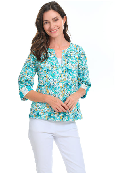 Parsley & Sage Elsie Reversible Jacket, Spring Summer Women's Outerwear. Aqua Multi