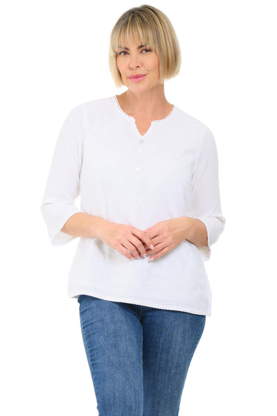 Pearl Embroidered Pullover Blouse