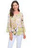 Parsley & Sage Quinn Peasant Pullover Blouse, Spring Summer Women's Shirts Woven. Lime Multi