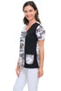 Parsley & Sage Ginger One Button Pullover, Spring Summer Women's Shirts Knit. Black/White