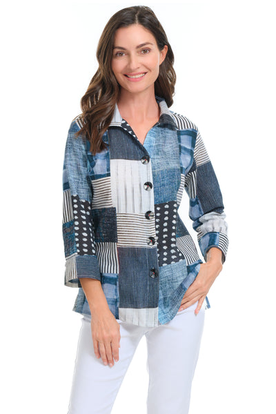 Parsley & Sage Juliette Shirt, Spring Summer Women's Shirts Woven. Blue Multi