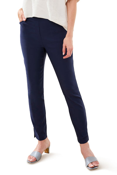 Tribal Stretch Twill Button Hem Capri, Spring Summer Women's Pants. Jet Blue