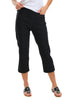 Tribal Stretch Twill Snap Hem Capri, Spring Summer Women's Pants. Black