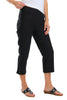 Tribal Stretch Twill Snap Hem Capri, Spring Summer Women's Pants. Black