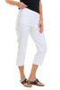 Tribal Stretch Twill Snap Hem Capri, Spring Summer Women's Pants. White