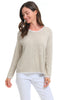 Avalin Trimmed Scoop Neck Sweater, Spring Summer Women's Sweaters. Desert/White