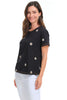 Tribal Daisy After Dark Top, Spring Summer Women's Shirts Knit. Black