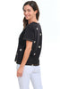 Tribal Daisy After Dark Top, Spring Summer Women's Shirts Knit. Black