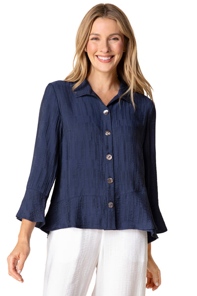 Jacquard Flounce Blouse