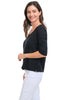 Olivia Essential Layer Elbow Sleeve Tee, Spring Summer Women's Shirts Knit. Black