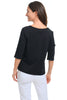 Olivia Essential Layer Elbow Sleeve Tee, Spring Summer Women's Shirts Knit. Black