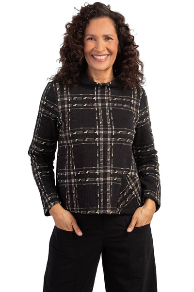 Windowpane Plaid Speckled Pullover
