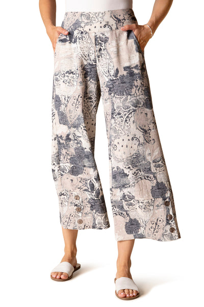 Habitat Clothes Destination Unknown Button Hem Crop, Spring Summer Women's Pants. Willow