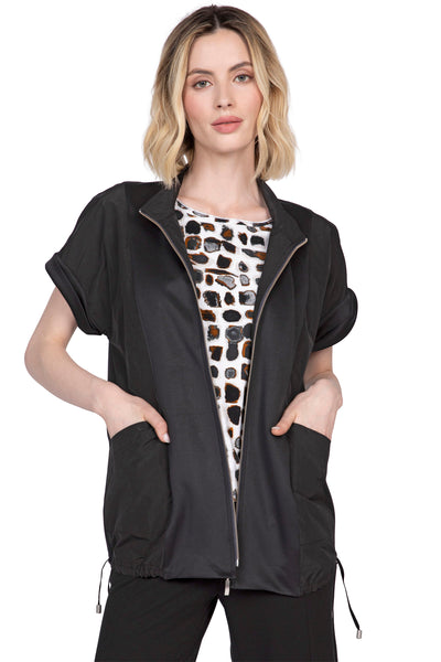 Olivia Perfect Sculpt Mixed Media Vest, Spring Summer Women's Outerwear. Black