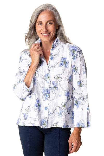 Habitat Clothes Crinkle Cotton Swing Jacket, Spring Summer Women's Outerwear. Indigo