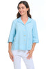 Habitat Clothes Linen Relaxed Camp Shirt, Spring Summer Women's Shirts Woven. Topaz
