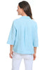 Habitat Clothes Linen Relaxed Camp Shirt, Spring Summer Women's Shirts Woven. Topaz