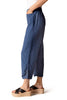 Habitat Clothes Linen Pleat Hem Capri, Spring Summer Women's Pants. Navy