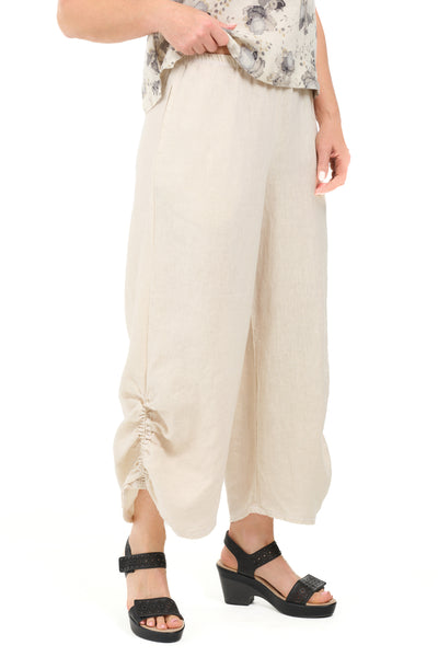 Ruched Ankle Linen Pant