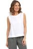 Cut Loose Linen Sleeveless Shell, Spring Summer Women's Shirts Woven. White