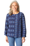 Embroidered Cotton Button Back Pullover