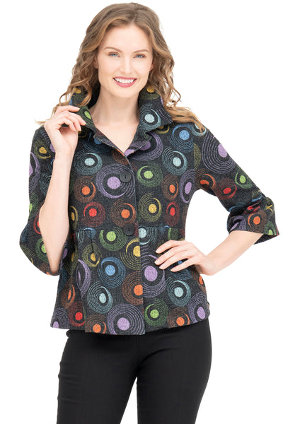 Damee NYC Bright Circles Jacket, Fall Winter Women's Outerwear