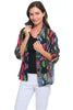 Damee NYC Dots & Swirls Jacket, Spring Summer Women's Outerwear. Black Multi
