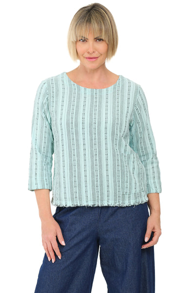 Pinstripe Linen Three Quarter Shell