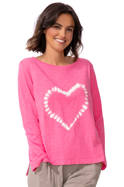 Escape Shibori Heart Boxy Tee, Spring Summer Women's Shirts Knit. Cosmo