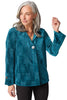 Crinkle Velvet Hidden Placket Swing Shirt