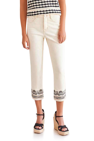 Audrey Border Print Embroidered Jean