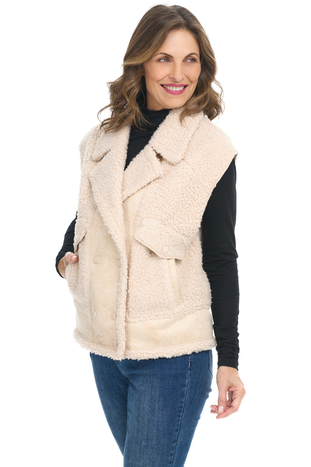 Tribal Sherpa Snap Vest, Fall Winter Women's Outerwear