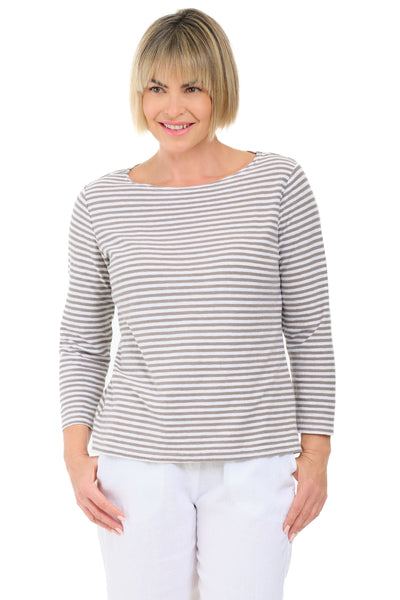 Grey Striped Boatneck